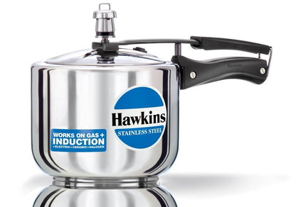 Hawkins Stainless Steel Pressure Cooker 3 Litres - Silver - Tall - Induction Compatible -HSS3T
