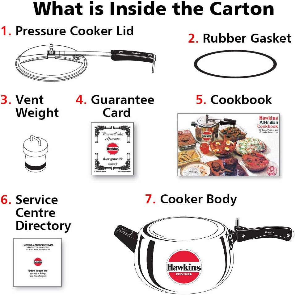 Hawkins Contura Pressure Cooker 5 Litres - White -  HC50