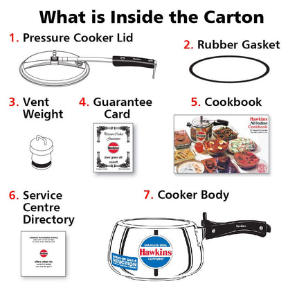 Hawkins Contura Stainless Steel Pressure Cooker, 3.0 Liter Capacity