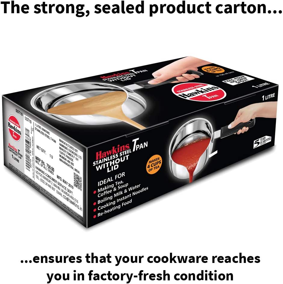 Hawkins Stainless Steel Tea Pan Tpan 1 Litre Without Lid SST10