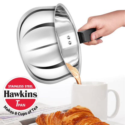 Hawkins Futura Steel Tea Pan with Glass Lid, 2.0 Litre Capactiy, Silver SST20G (Works on Gas & Induction)