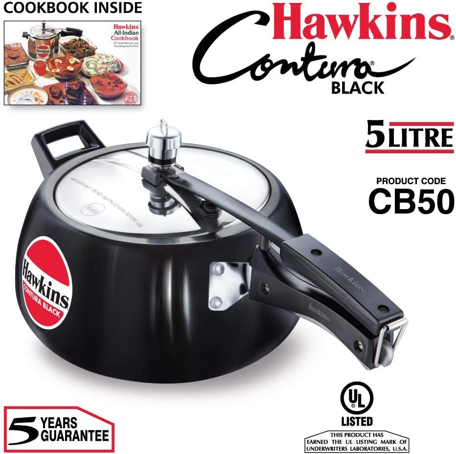 Hawkins Contura Hard Anodized Pressure Cooker 5 Litres - Black - CB50