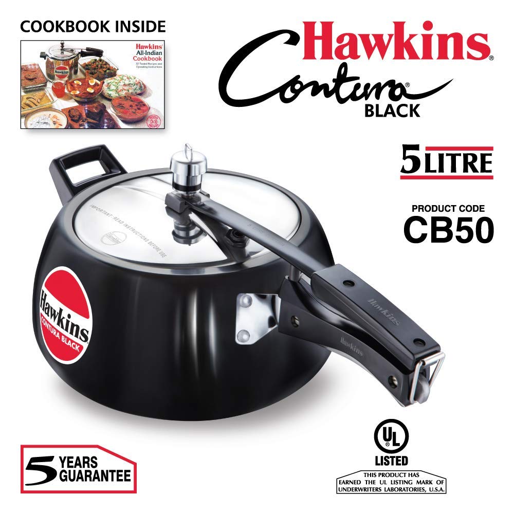 Hawkins Contura Hard Anodized Pressure Cooker 5 Litres - Black - CB50
