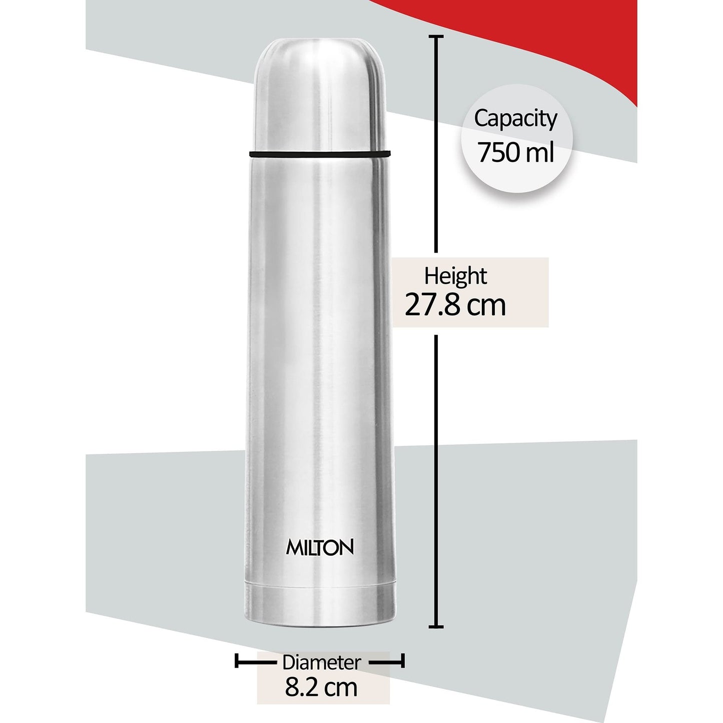 Milton Thermosteel Flip Lid Flask, Silver (750 ML)