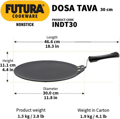 HAWKINS Futura 30 cm Dosa Tava, Nonstick Induction Dosa Tava, Black INDT30
