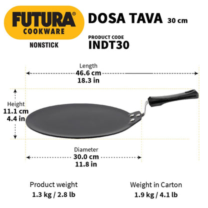 HAWKINS Futura 30 cm Dosa Tava, Nonstick Induction Dosa Tava, Black INDT30