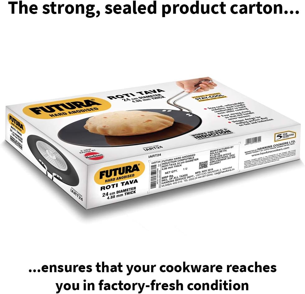 Hawkins Futura Hard Anodised Induction Roti Tava, 24 cm Diameter