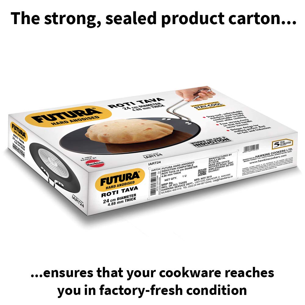 Hawkins Futura Hard Anodised Induction Roti Tava, 24 cm Diameter