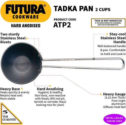 Futura Anodised Heating Pan, 4.72 in, Black