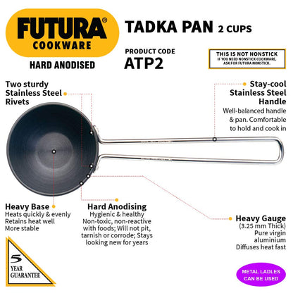 Futura Anodised Heating Pan, 4.72 in, Black