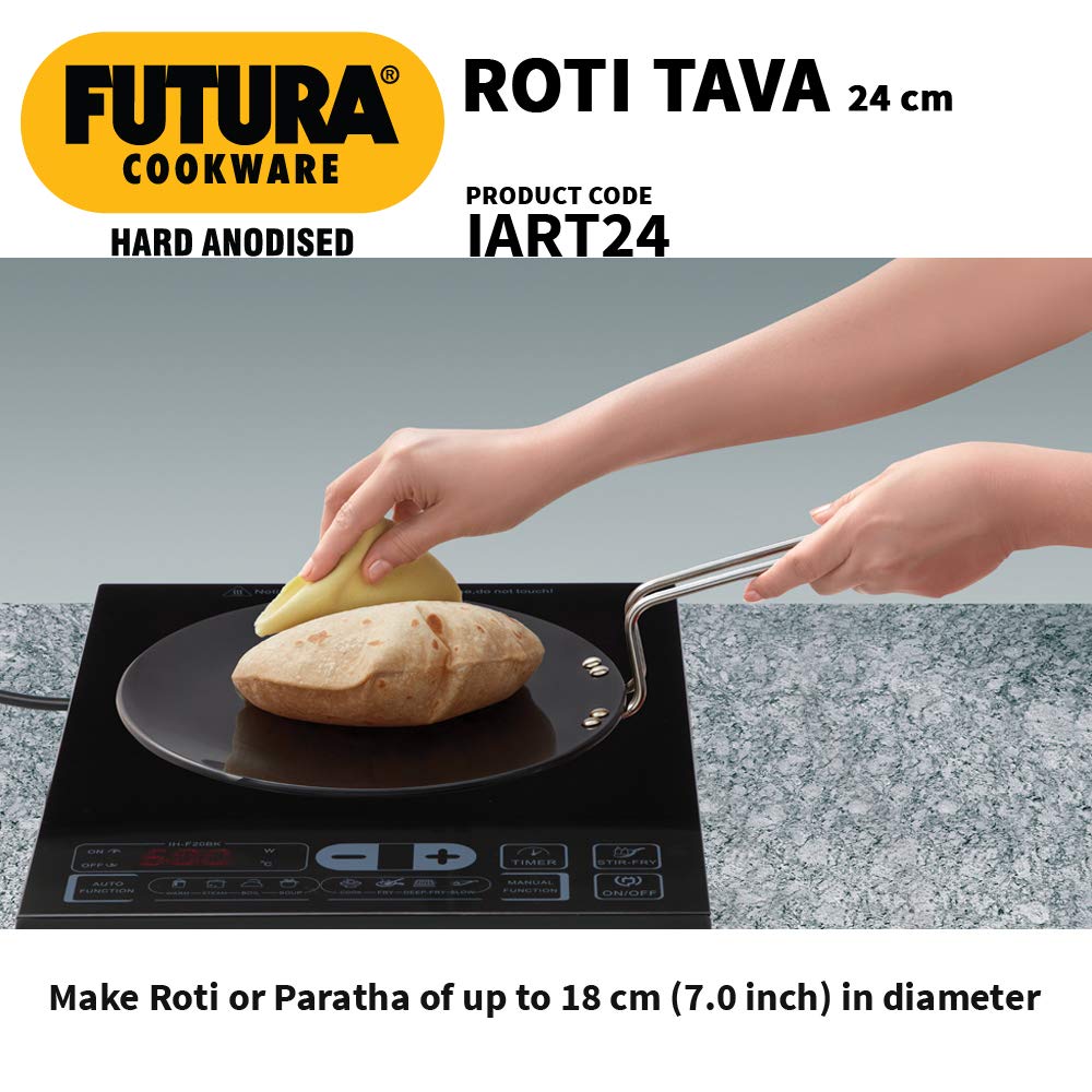Hawkins Futura Hard Anodised Induction Roti Tava, 24 cm Diameter