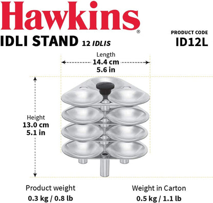 Hawkins 12 Idli Set for 5.0 Litre Pressure Cooker,Silver ID12L