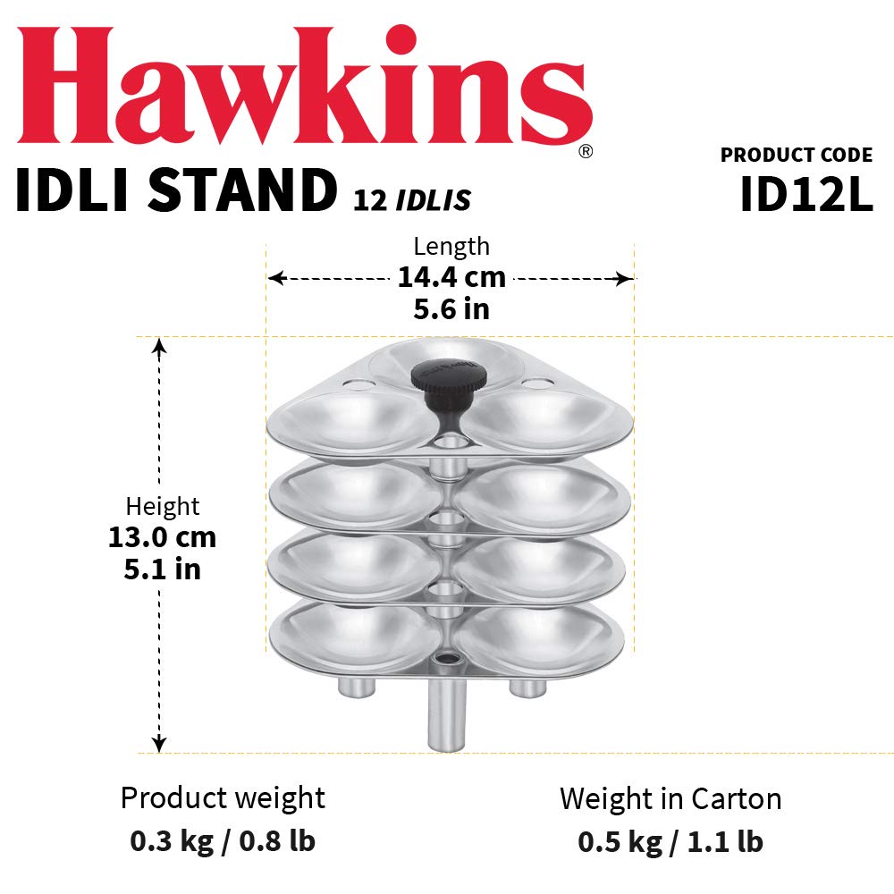 Hawkins 12 Idli Set for 5.0 Litre Pressure Cooker,Silver ID12L