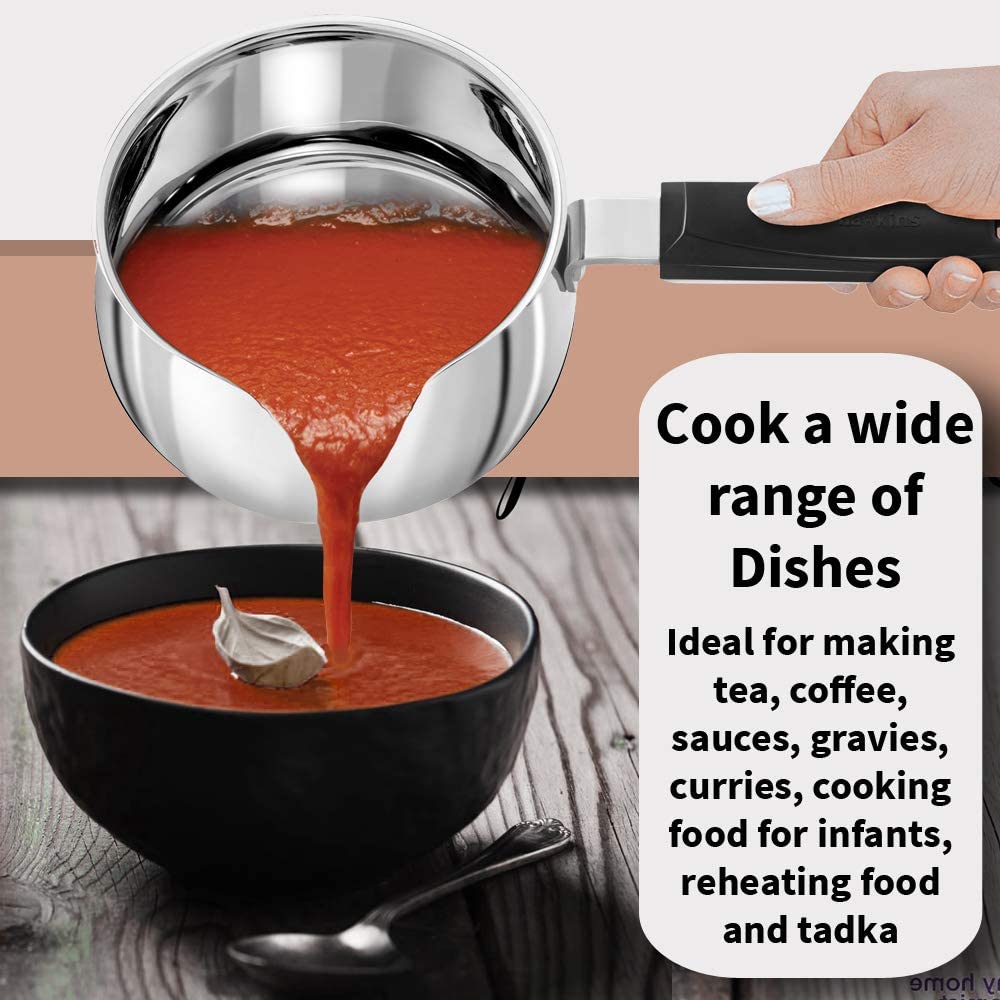 HAWKINS SST15 Stainless Steel TPan - Tea Pan - 1.5 litres - Works on Electric, Ceramic , Gas & Induction