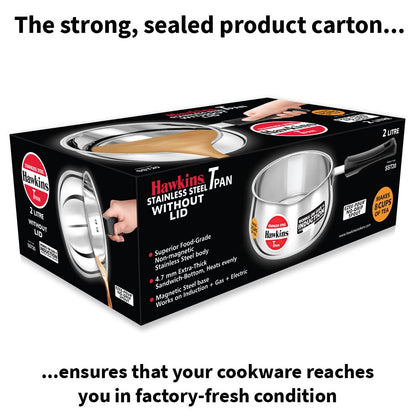 Hawkins 2 Litre Tpan, Stainless Steel Tea Pan, Induction Sauce Pan, Chai Pan, Saucepan, Silver (SST20)