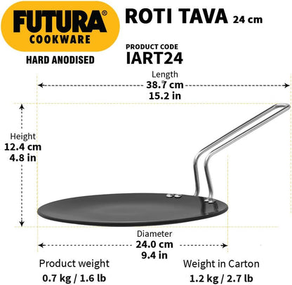 Hawkins Futura Hard Anodised Induction Roti Tava, 24 cm Diameter