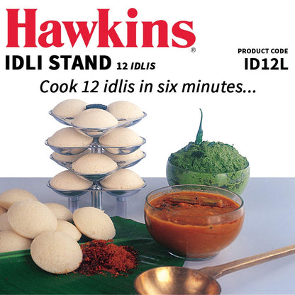 Hawkins 12 Idli Set for 5.0 Litre Pressure Cooker,Silver ID12L
