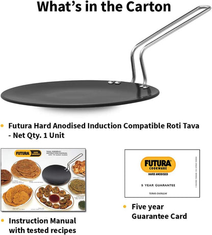 Hawkins Futura Hard Anodised Induction Roti Tava, 24 cm Diameter