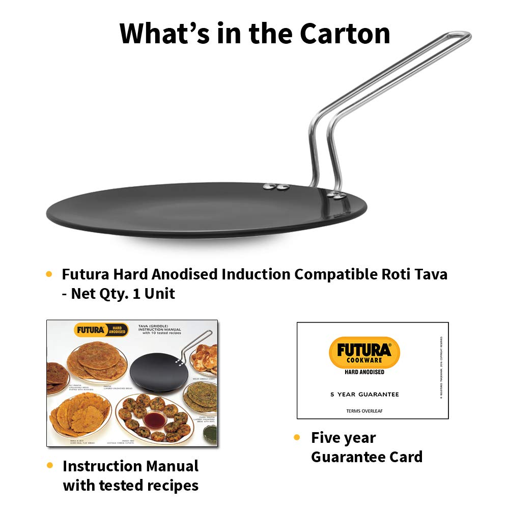 Hawkins Futura Hard Anodised Induction Roti Tava, 24 cm Diameter