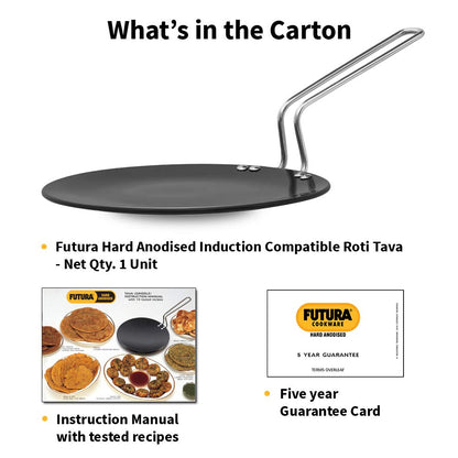 Hawkins Futura Hard Anodised Induction Roti Tava, 24 cm Diameter