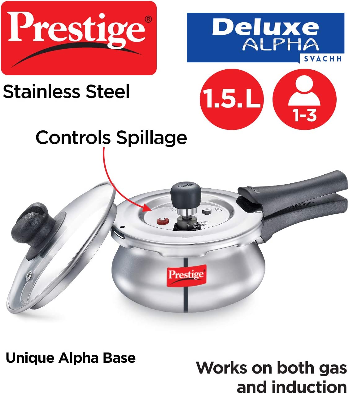 Prestige PRESSURE COOKER, 1.5 Liter, SILVER