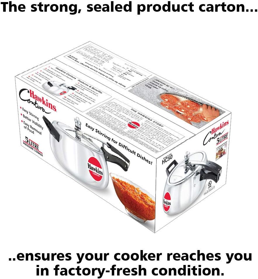 Hawkins Contura Pressure Cooker 5 Litres - White -  HC50