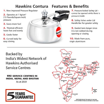 Hawkins HC15 Contura 1.5-Liter Pressure Cooker, Small, Aluminum