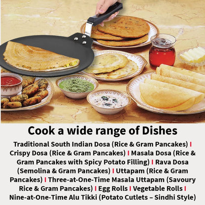 HAWKINS Futura 30 cm Dosa Tava, Nonstick Induction Dosa Tava, Black INDT30