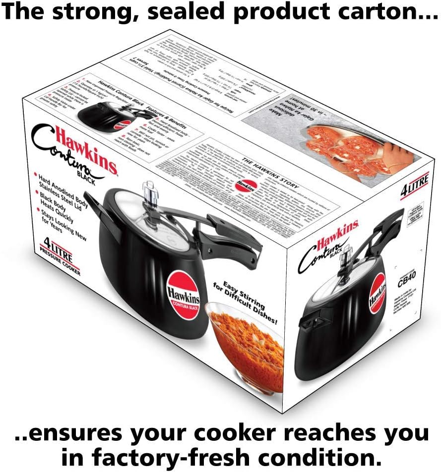 Hawkins Contura Hard Anodized Pressure Cooker, 4.0 Liter Capacity - CB40