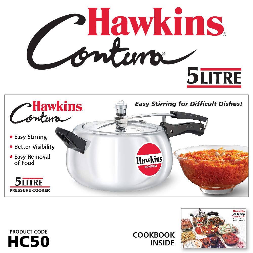 Hawkins Contura Pressure Cooker 5 Litres - White -  HC50