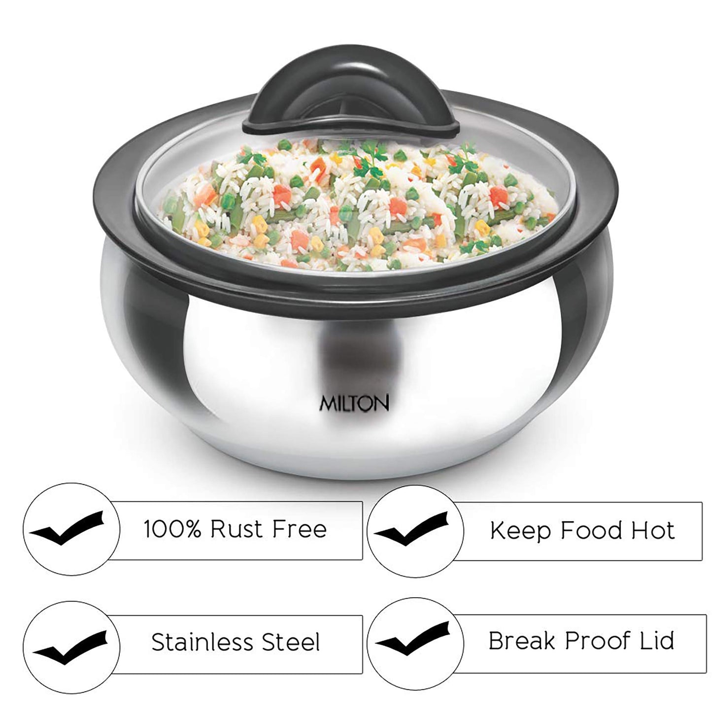 MILTON Clarion 1500, 1220 Ml Steel Casserole,(Ec-Thf-Tts-0012_Steelplainco)
