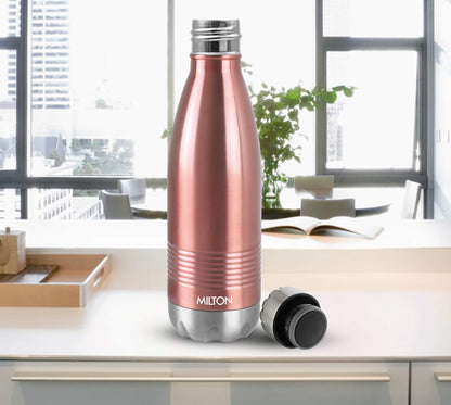 Milton Thermosteel Duo DLX 750, Double Walled Vacuum Insulated Flask 700 ml | 24 oz | 24 Hours Hot and Cold Water Bottle, 18/8 Stainless Steel, BPA Free, Food Grade, Leak-Proof | Rose Gold