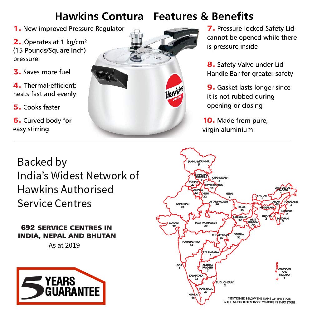 Hawkins Contura Pressure Cooker, 4 Litre Capacity - HC40