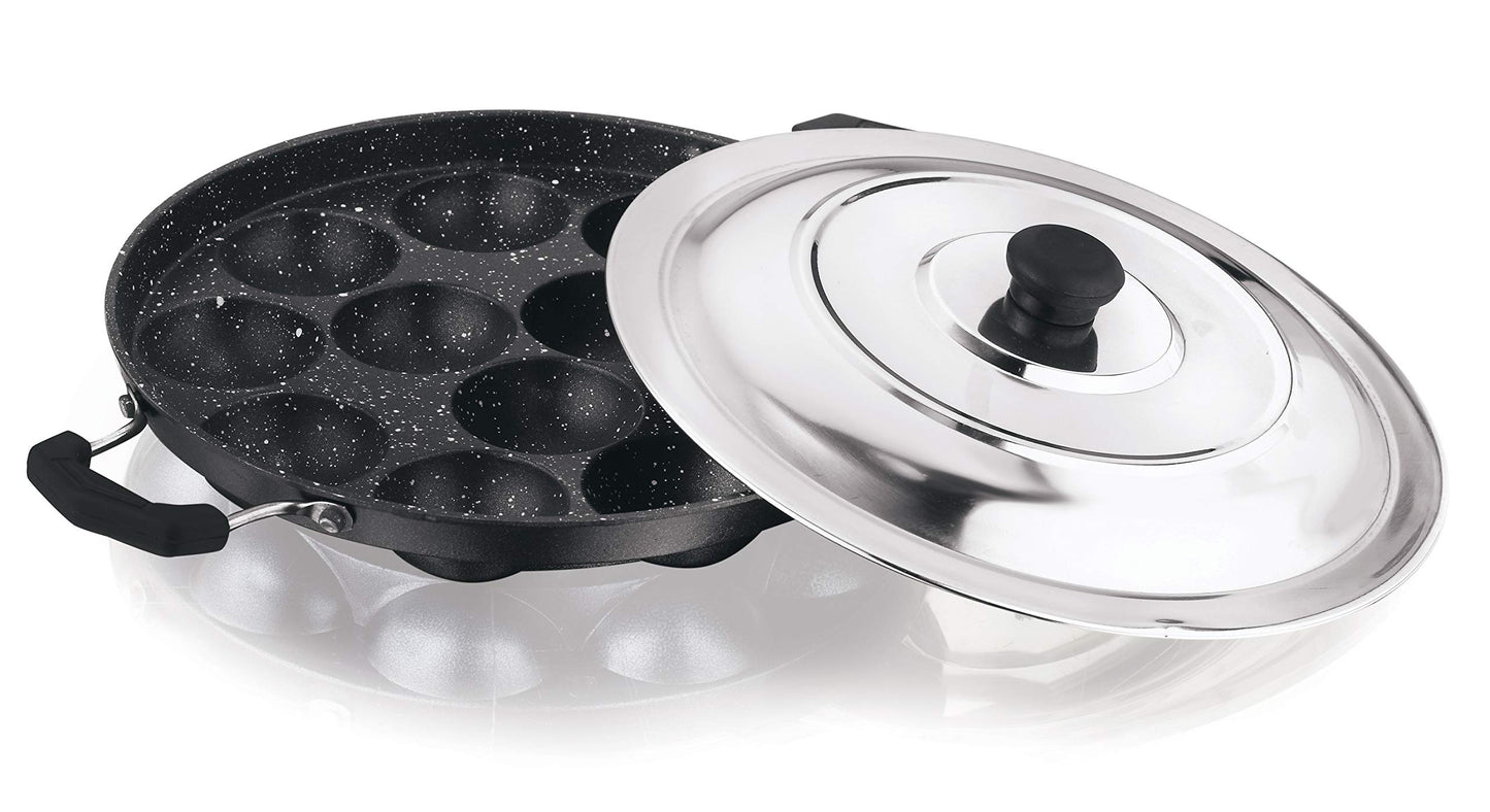 Vinod Nonstick Appam patra, Paniyaram 23cm with SS lid