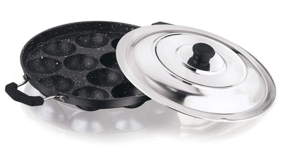 Vinod Nonstick Appam patra, Paniyaram 23cm with SS lid