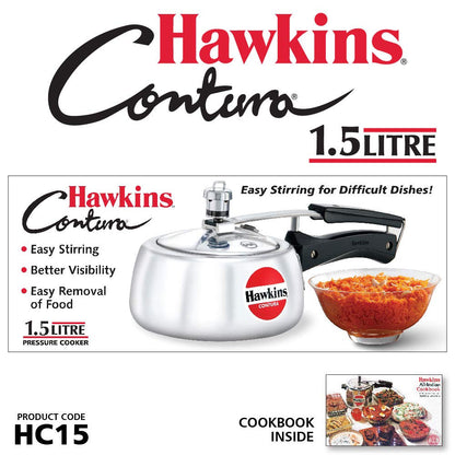 Hawkins HC15 Contura 1.5-Liter Pressure Cooker, Small, Aluminum