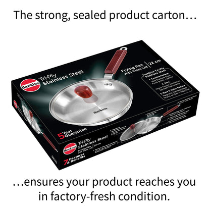 Hawkins - SSF22G Tri-ply Stainless Steel Frying Pan 22 cm with Glass Lid
