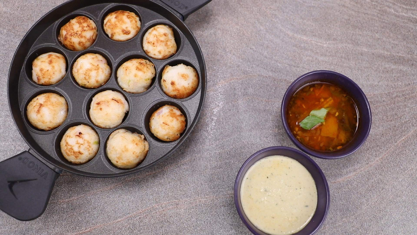 Vinod Nonstick Appam patra, Paniyaram 23cm with SS lid