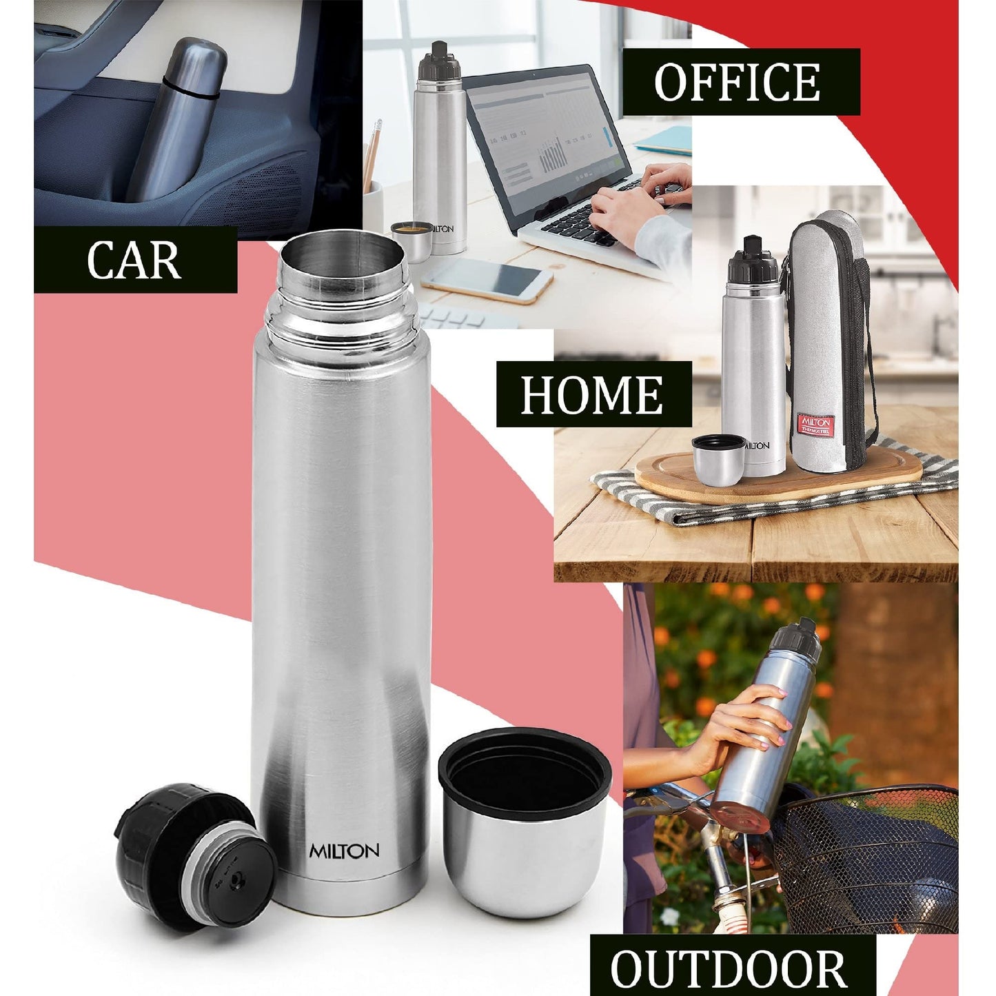 Milton Thermosteel Flip Lid Flask, Silver (750 ML)