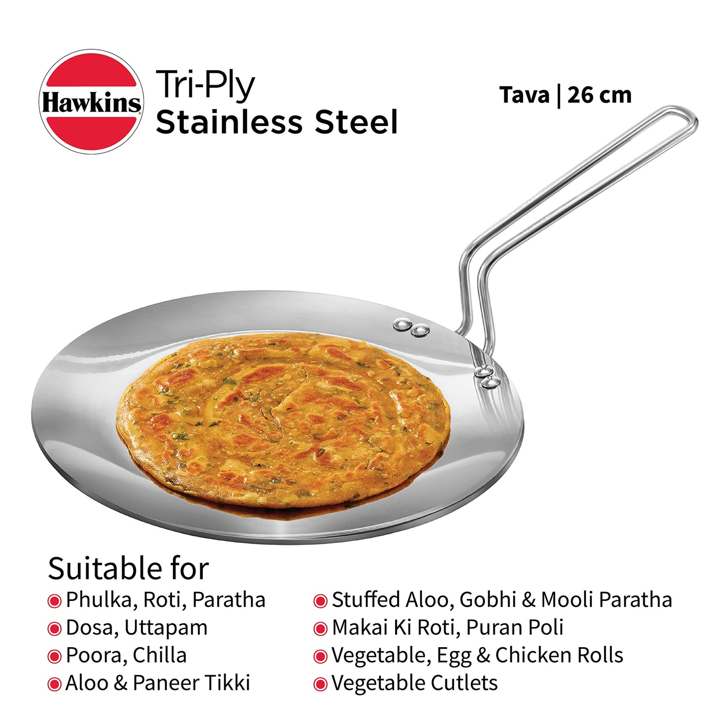 Hawkins Tri-ply Stainless Steel Tava 26 cm