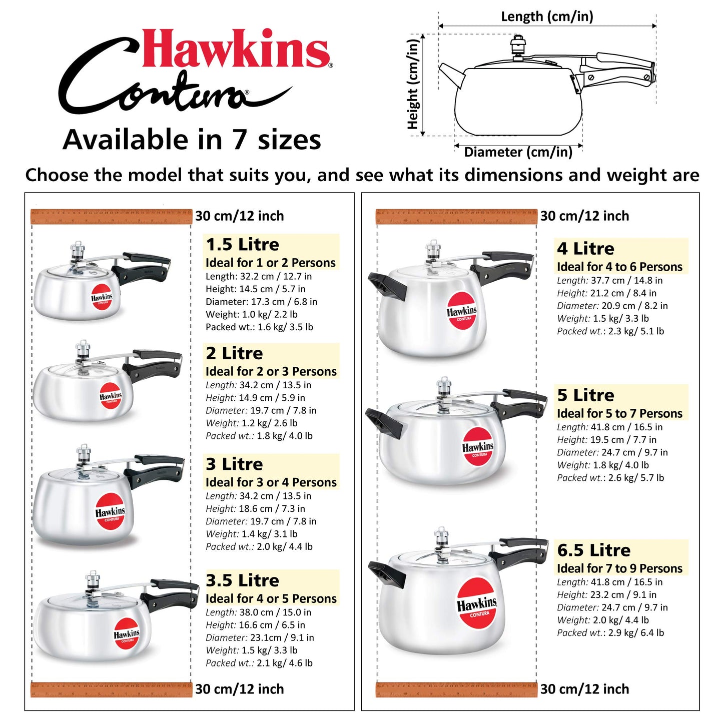 Hawkins Contura Pressure Cooker, 4 Litre Capacity - HC40