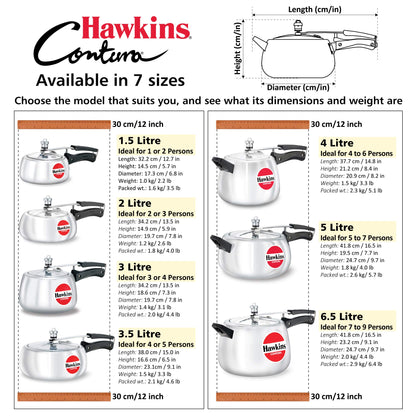 Hawkins Contura Pressure Cooker, 4 Litre Capacity - HC40